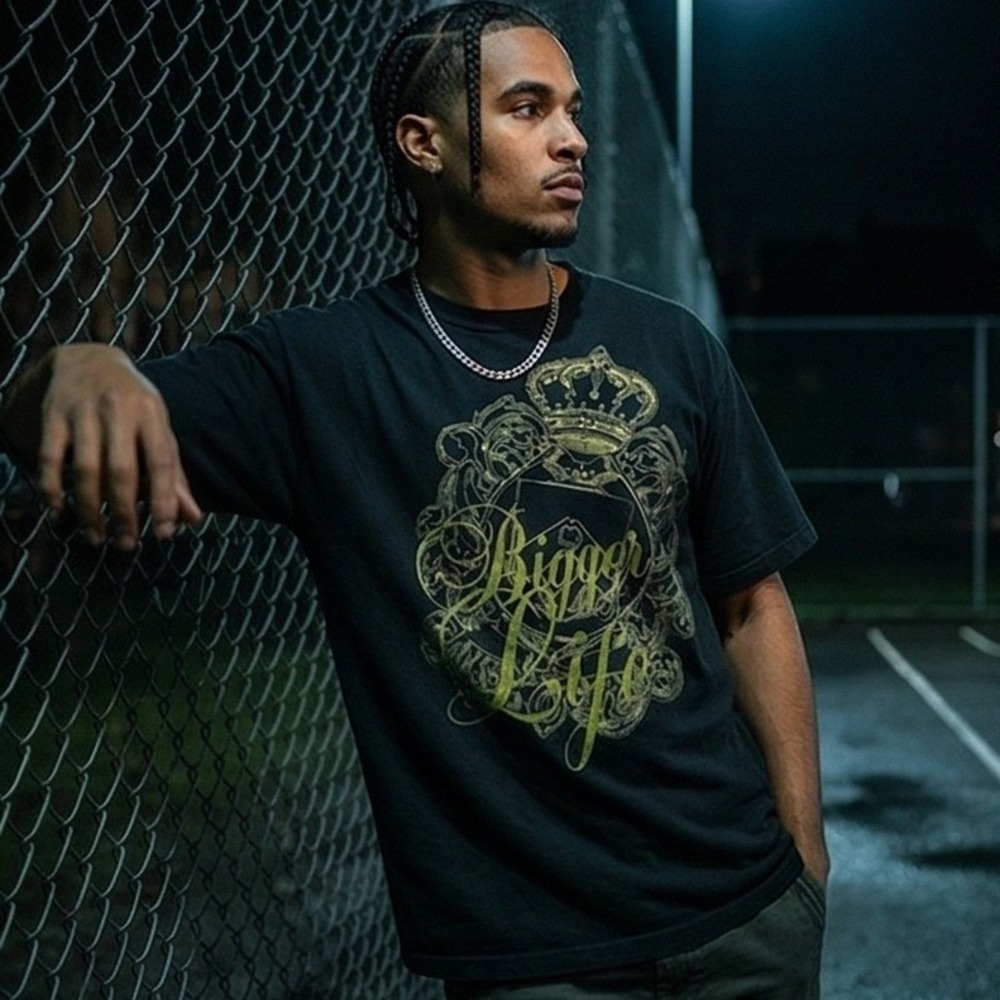 Notorious B.I.G. 16/18 Bigger Than Life Graphic T-Shirt Y2K Black Gold‎ Crown